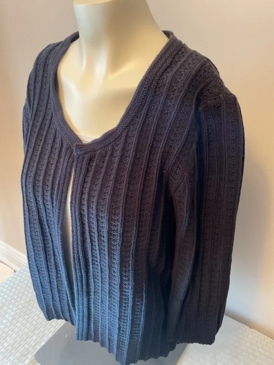 Open-Front Ribbed Sweater Cardigan - Picture 3 of 7